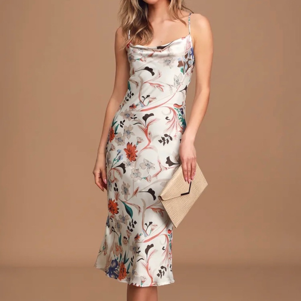 Lulus silk floral print midi dress
